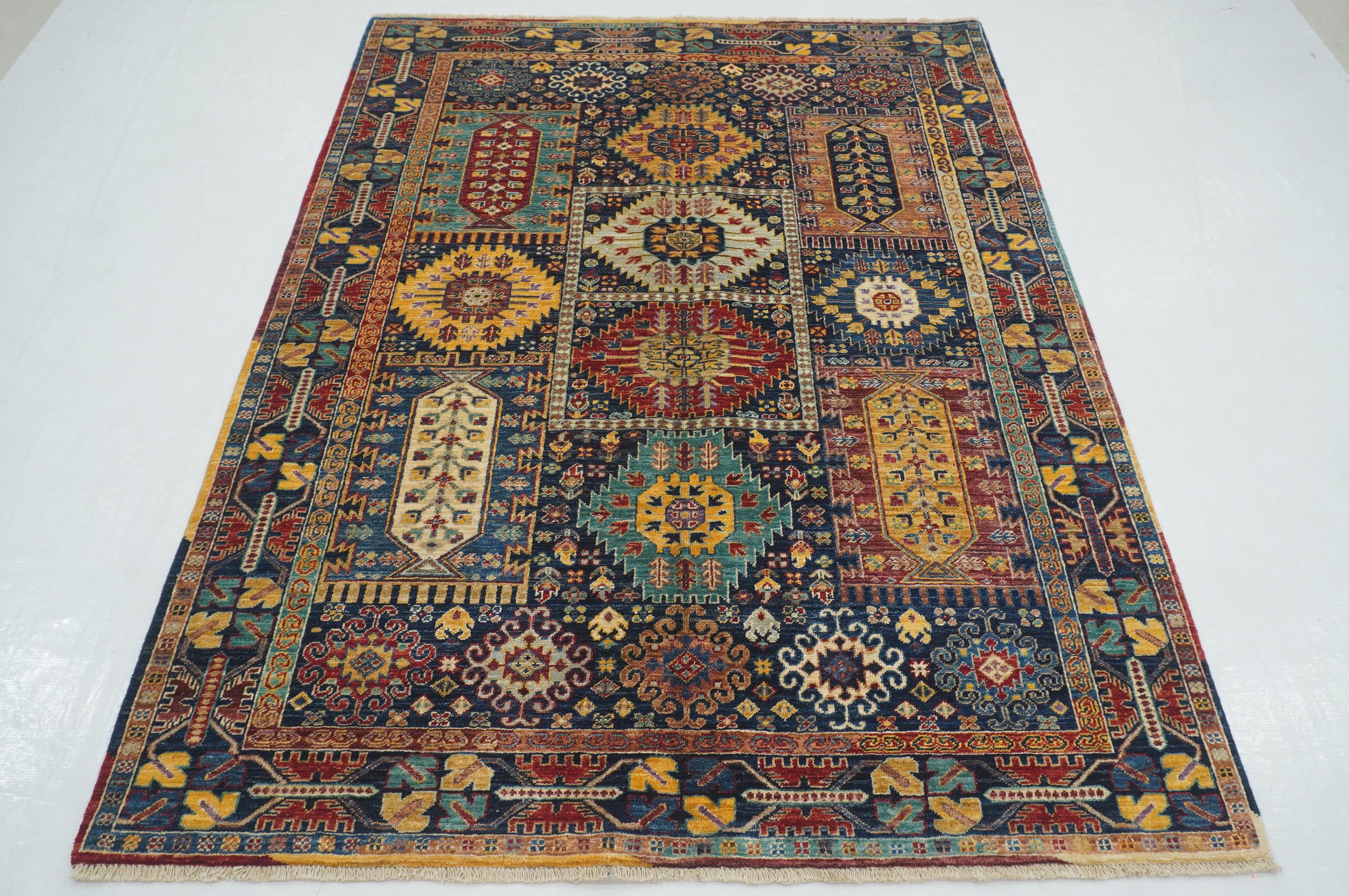 ラグ・カーペット Baluch rug 5x7 Navy Blue Tribal Baluch Area Rug - Afghan Hand Knotted Natural