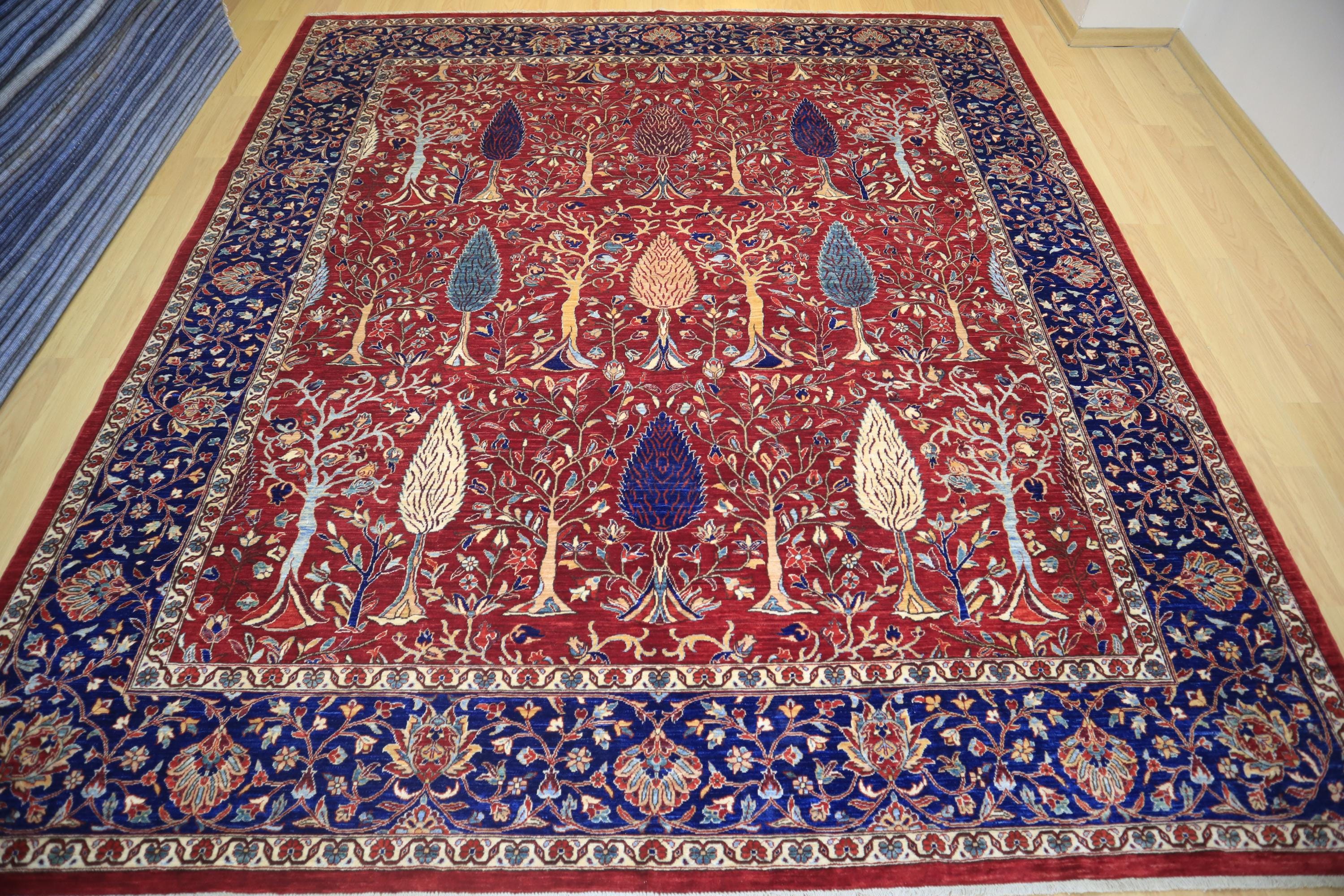 8x10 Red Tree of Life Rug: Afghan Hand-knotted Wool Tribal Rug - Etsy