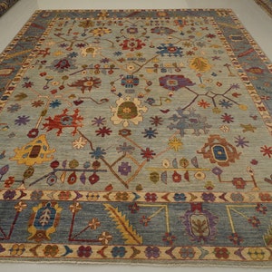 12x15 Gray Turkish Oushak Area rug - Hand knotted Wool Veg dyes Large Oversize Oriental Rug - Rugs for Living room - Bedroom rug Grey Carpet