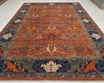 10x14 Red Bidjar Area Rug - Persian Style Afghan Hand knotted Wool Veg dye Rug - Rug for living room - Oriental Rug - Bedroom Rug 10&#39;x13&#39;8&quot;