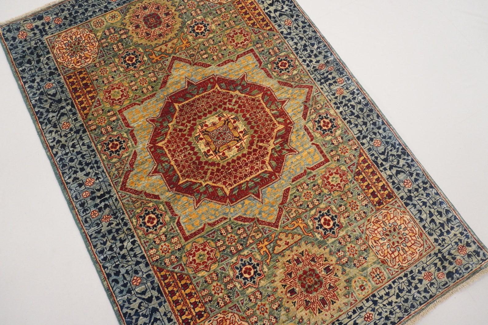 3x5 Türkischer Teppich Grüner Mamluk Handgemachter | Etsy