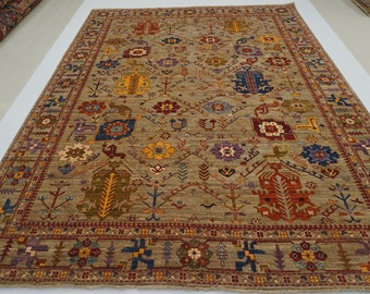 9x12 Gray Tribal Oushak Area Rug - Turkish Hand knotted wool Carpet