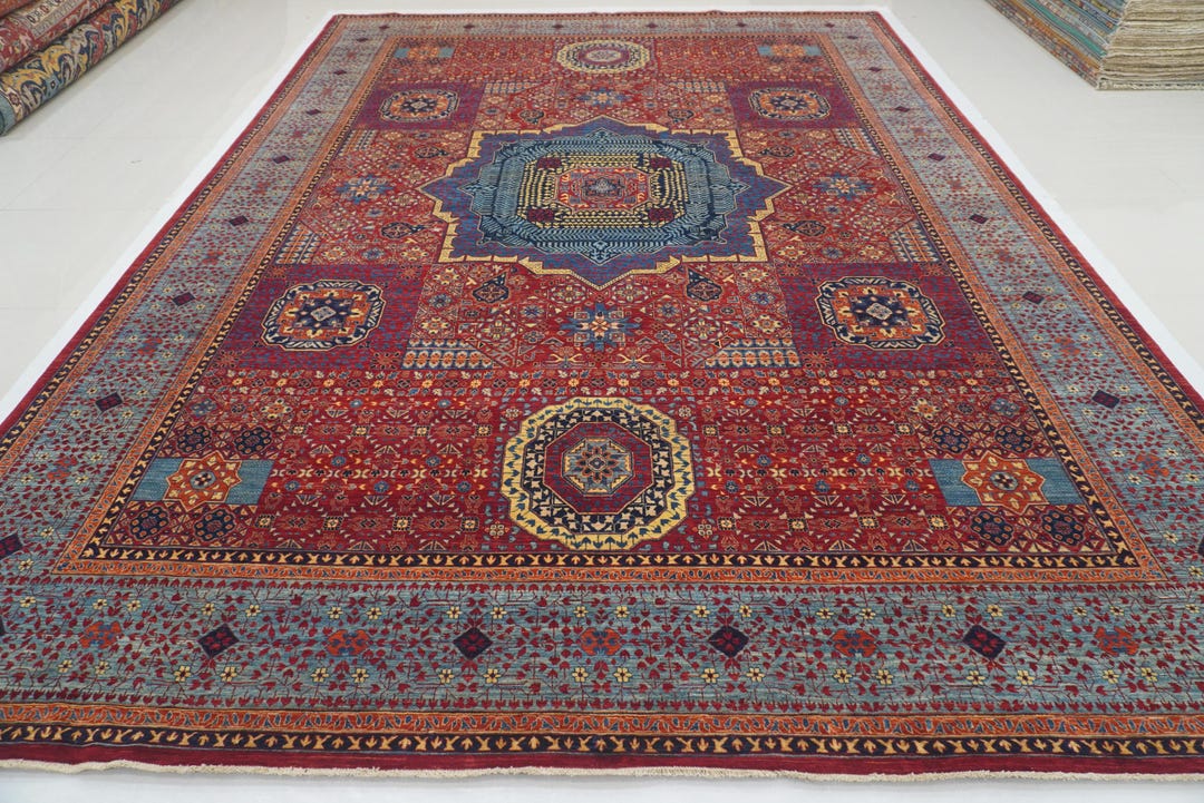 Hand-knotted Wool Mamluk Rug – 9'10