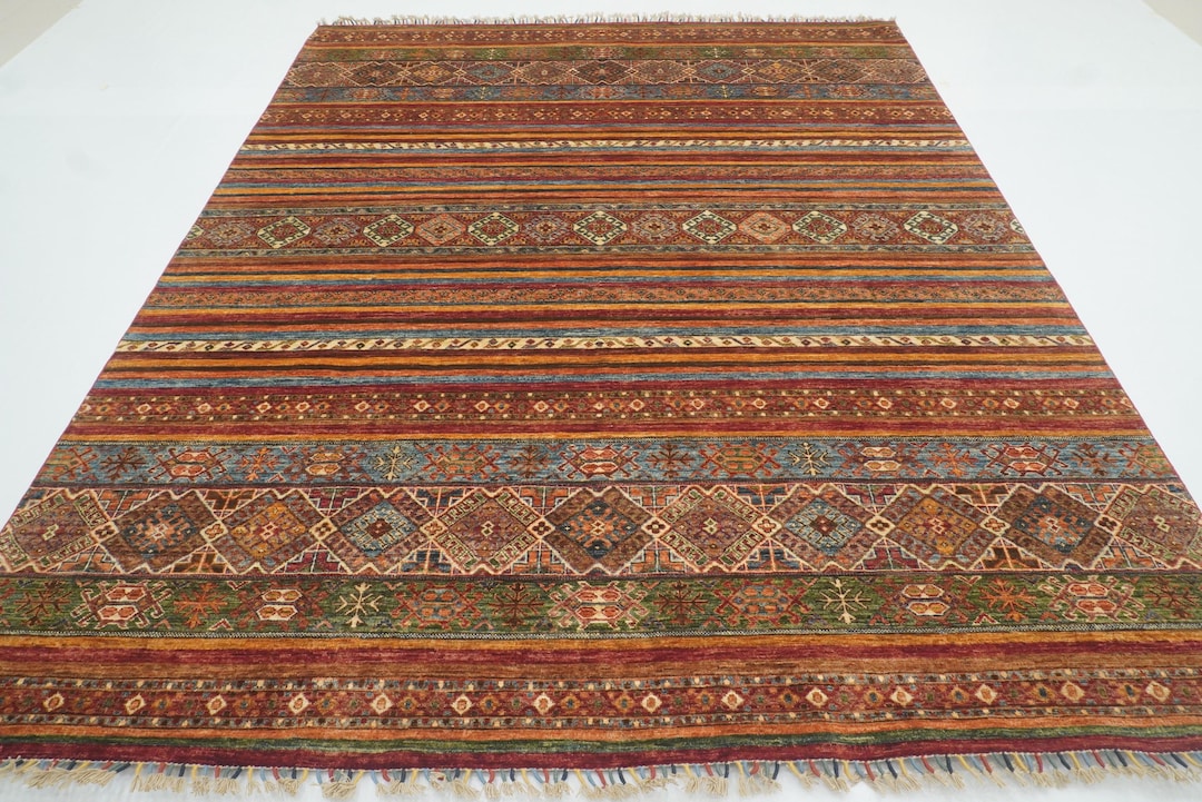 8x10 Red Khorjin Area Rug: Afghan Hand Knotted Wool Rug 7'10"x9'9" - Etsy