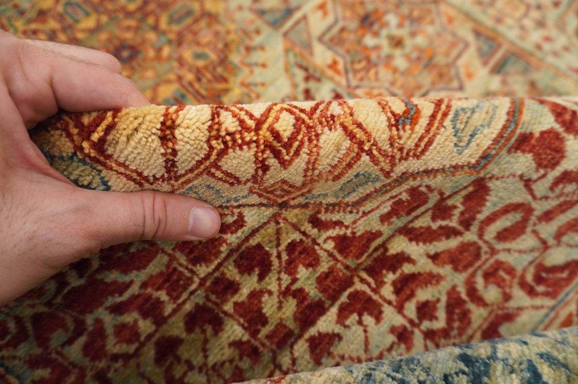 11x11 Square Area Rug Green Afghan hand knotted wool rug Etsy