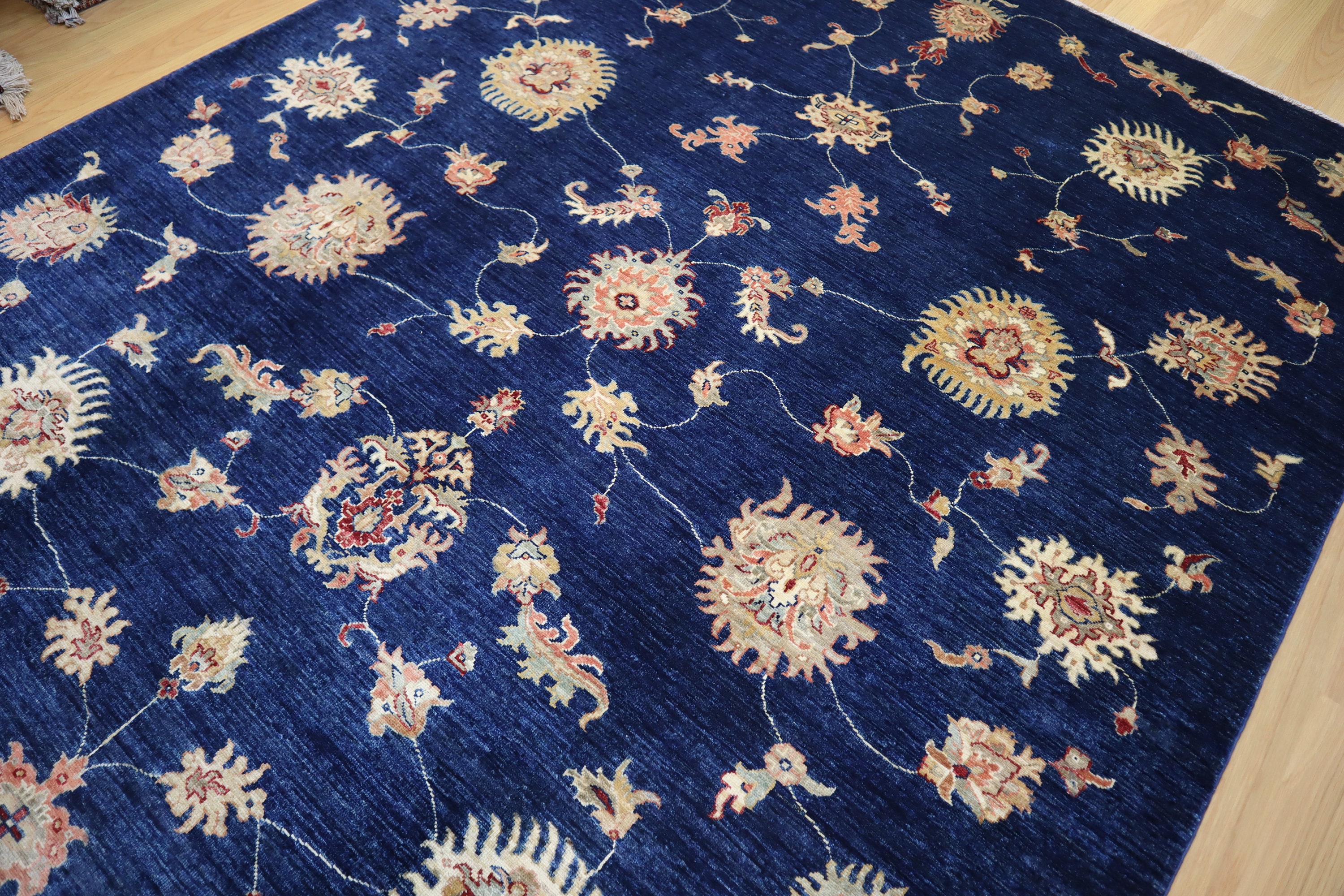 Tapis oushak turc bleu