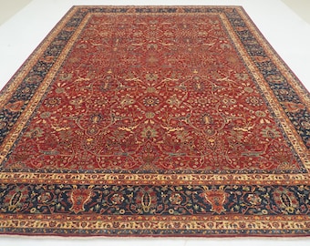 10x14 Afghan  Rug: Deep Red Hand-Knotted Wool Oriental Rug