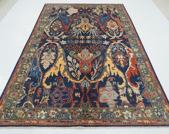 6x9 Bidjar Navy Blue Rug - Persian Style Hand knotted handspun Wool Veg dye Area Oriental Rug - Rug for living room - Bedroom rug - 6&#39;x8&#39;10&quot;