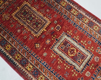 ヴィンテージ バルーチ ラグ ランナー、ハンドメイド ウール