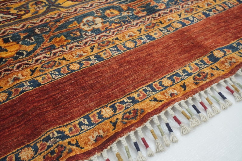 5x7 Red Turkish Area Rug Shawl Hand Knotted Veg Dyes Wool Tribal Rug