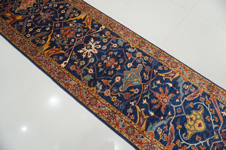 21 Ft Extra Long Runner Rug Navy Blue Bidjar Persian Style Etsy