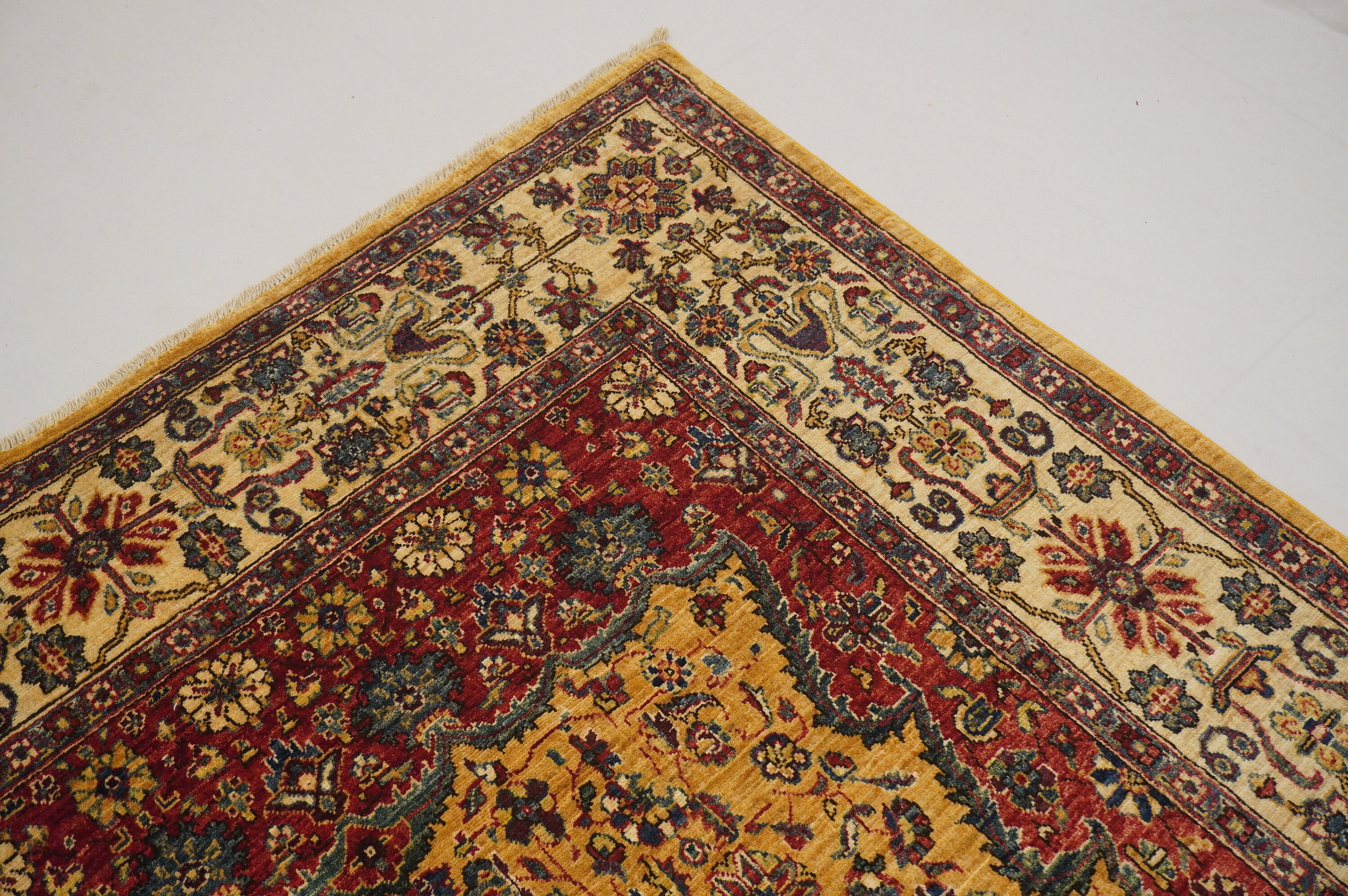 Tapis Persan Kashan Vintage Rouge Champagne, Noué à La Main, En Laine Usée Et Vieillie