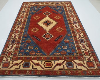 6X9 FT Navy Heriz Area Rug - Persian Style Afghan Hand Knotted Veg Dyes ...