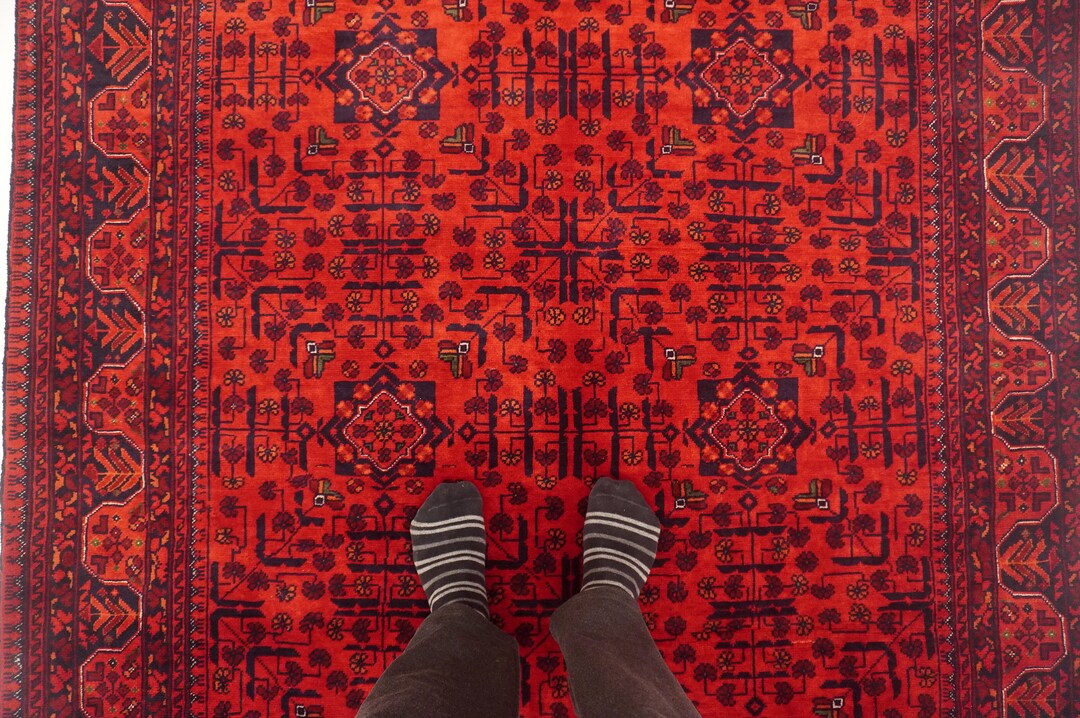Red 5x7 Afghan Area Rug Khal Mohammadi Hand Knotted Veg Dye Wool Rug ...