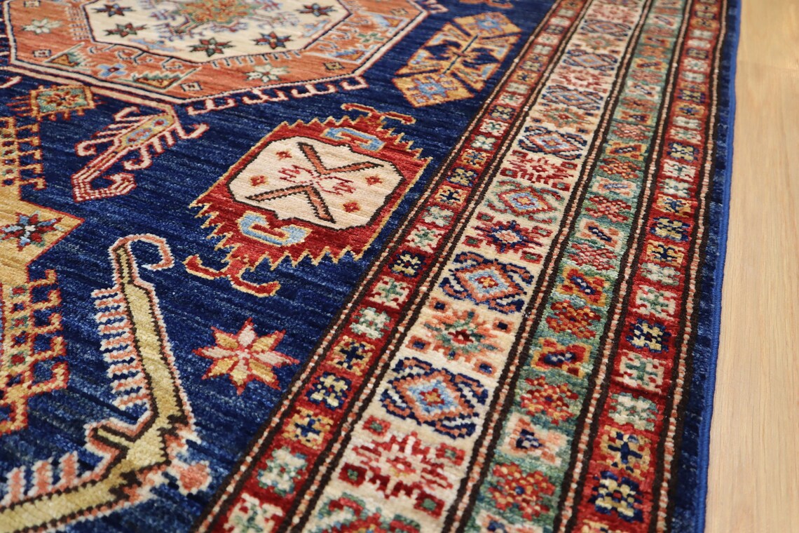 Navy Blue 4x6 Afghan Area Rug Oriental Hand knotted wool Etsy