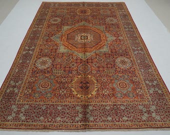 7x10 Red Mamluk Area Rug - Afghan Hand knotted Veg dyes wool Turkish Style Rug - Bedroom Rug - Rugs for living room - 6&#39;7&quot;x9&#39;8&quot;