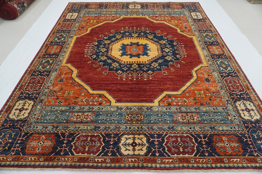 8x10 Red Hand-knotted Oriental Rug: Afghan Wool Medallion Rug - Etsy