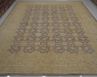 Oversized Oushak-vloerkleed: 13'6 x 16'10 handgemaakt wollen vloerkleed