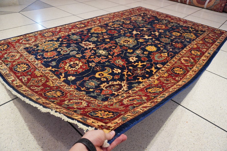 6x9 Tribal Area Rug Blue Afghan Hand Knotted 100 Wool Rug Etsy