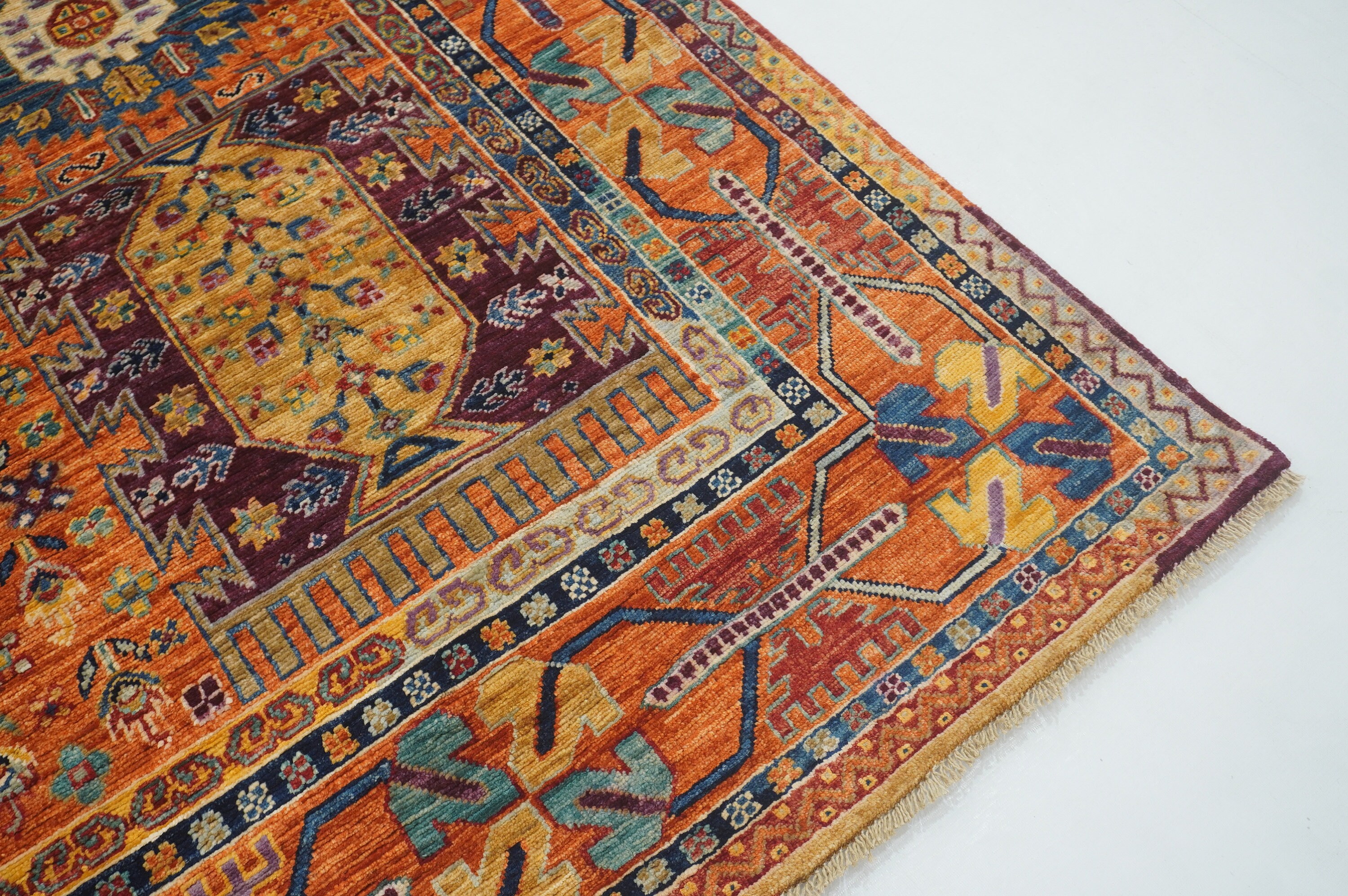 6x6 Orange Baluch Square Area Rug - Persian Style Afghan