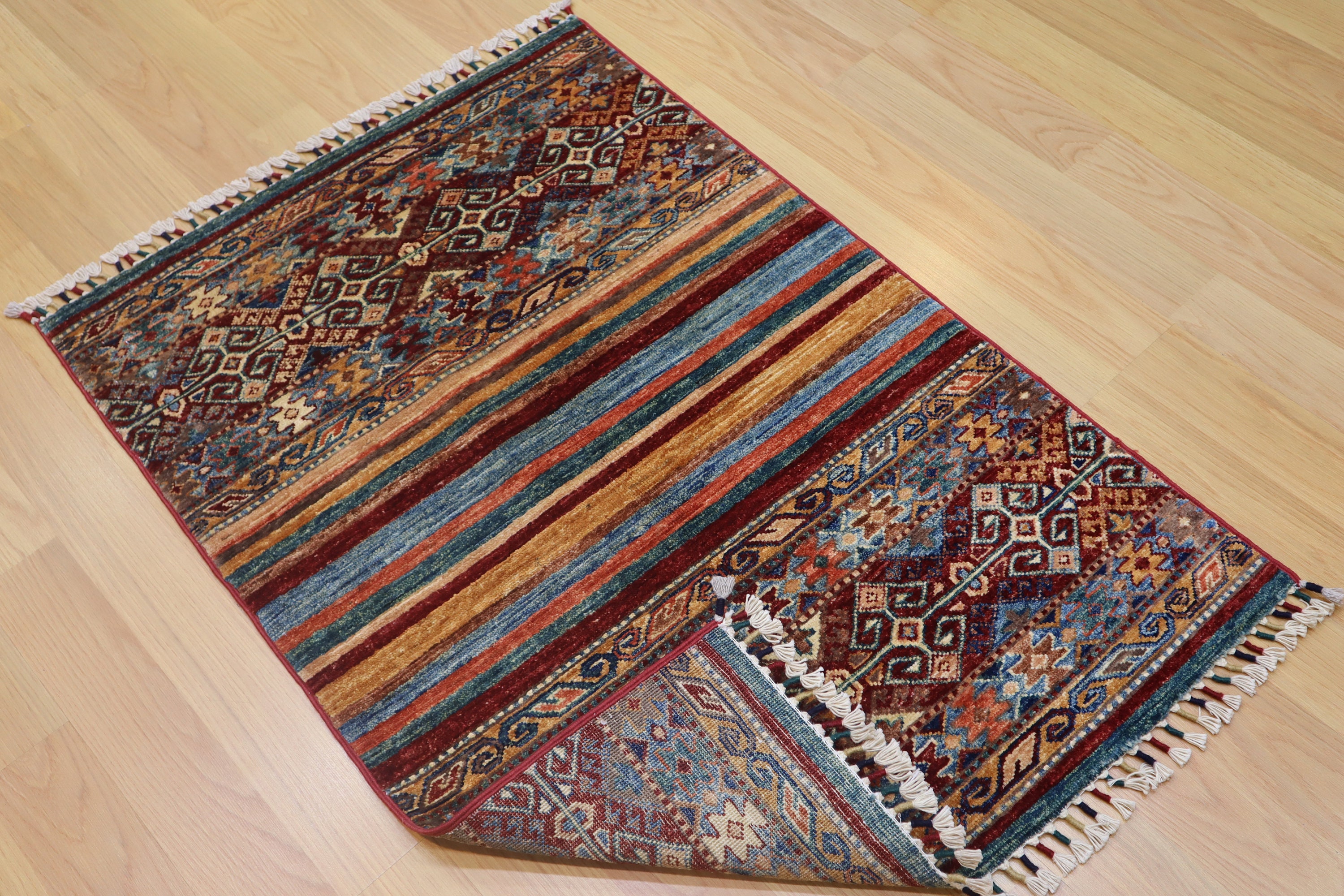 3x4 Tribal Rug Multicolor Afghan Hand Knotted wool Area Rug Etsy