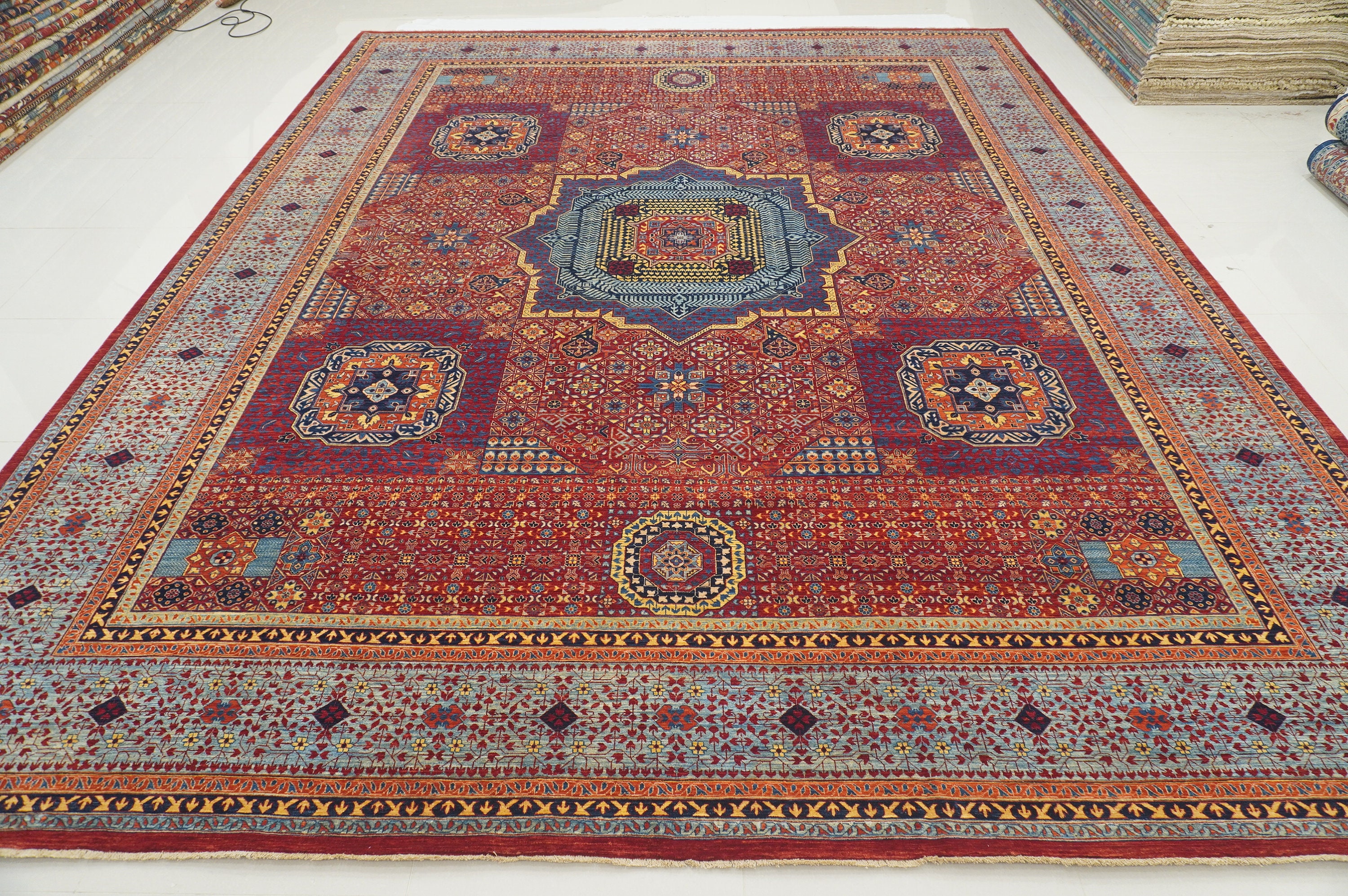 12x15 Red Mamluk Area Rug - Turkish Fine Quality Hand 12x15 Red Mamluk Area Rug - Turkish Fine Quality Hand