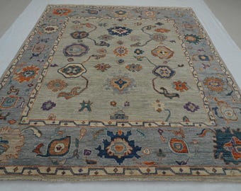 Gray Oushak Rug 8x10 – Hand Knotted Wool Rug, Veg Dyes