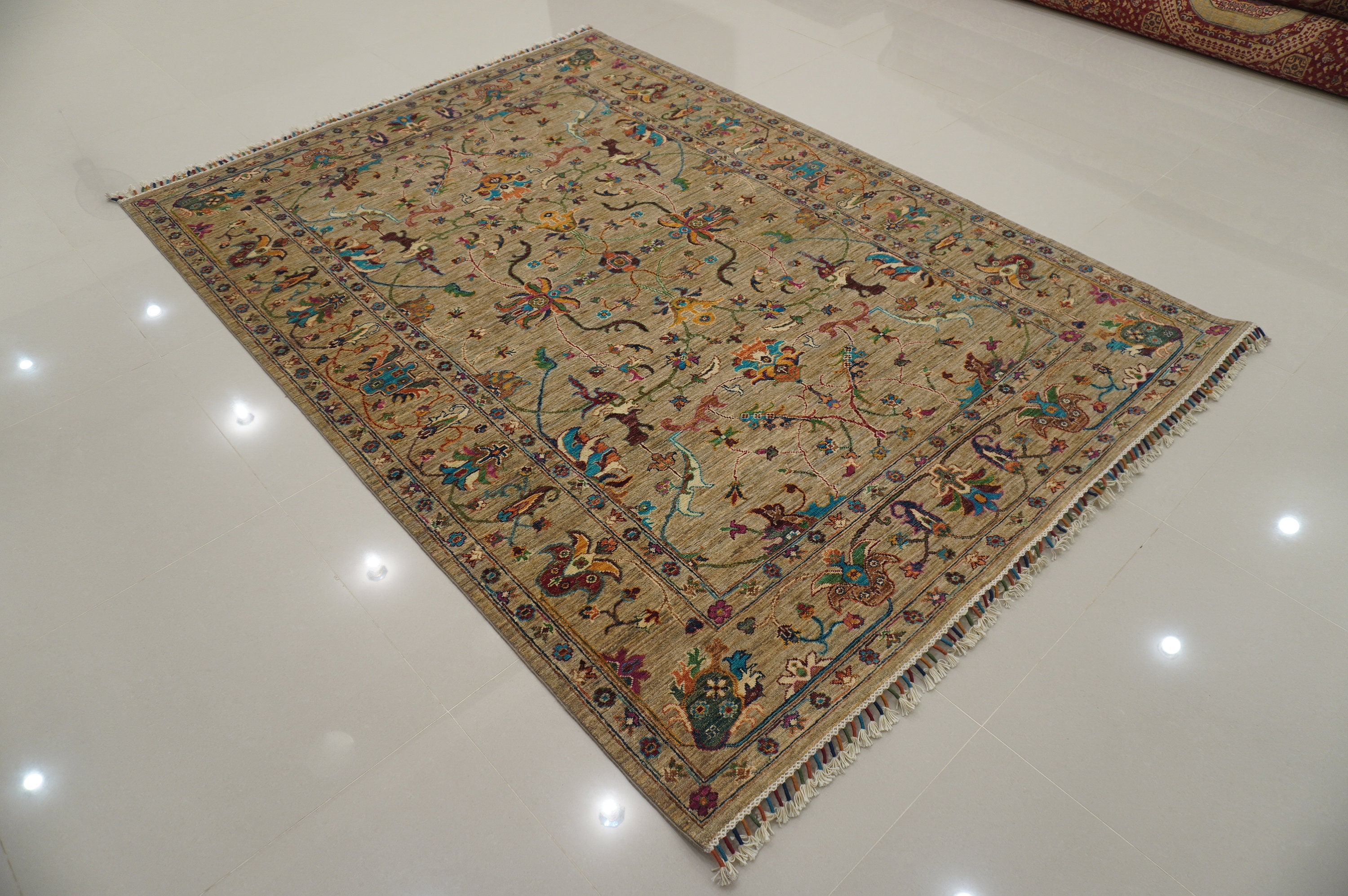 Gray 6x8 Oriental Rug Afghan Hand Knotted Wool Area Rug Etsy