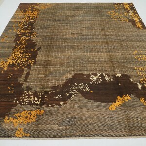 8x10 Brown Modern Rug - Afghan Hand knotted Veg dyes wool Abstract Rug - Rugs for Living room - Rugs for Bedroom - Brown carpet 7&#39;11&quot;x9&#39;8&quot;