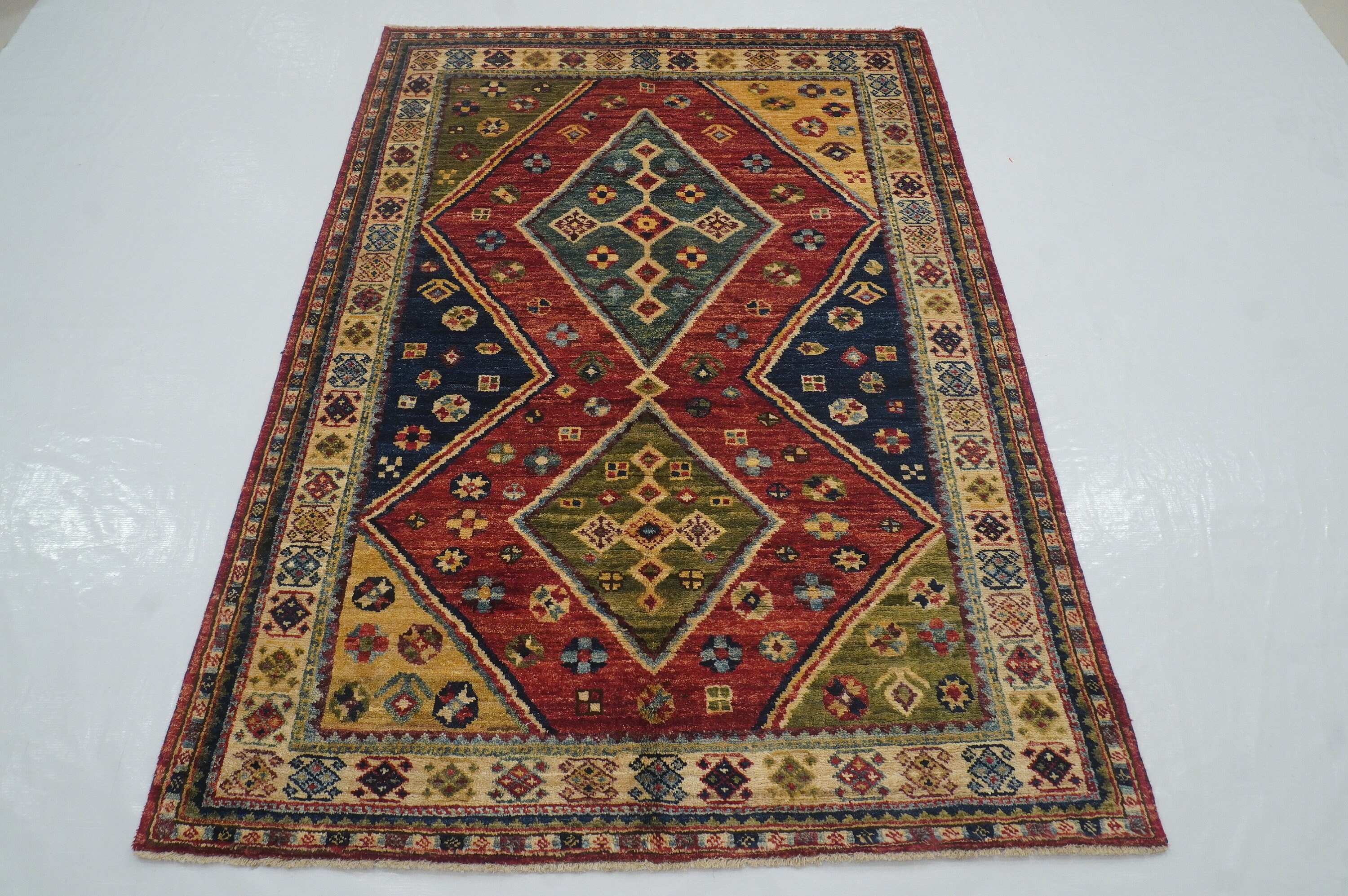 手織りアフガンウールラグ：4x6トライバルギャッベラグ - Etsy 日本