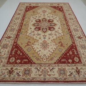 7x10 Beige Vintage Serapi Area Rug - Afghan Persian Style Hand Knotted Veg dye Wool Oriental Rug - living room Rug - Bedroom rug  6&#39;6x10&#39;4