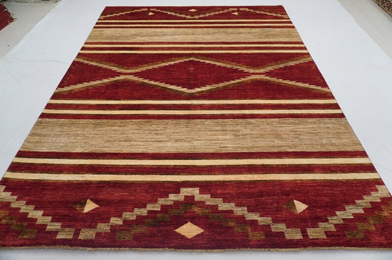 Red 9x12 Southwestern Area Rug Navajo Afghan Hand Knotted Etsy