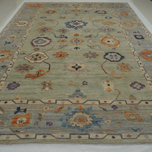 10x13 Pale Green Oushak Area Rug - Turkish Hand Knotted soft wool Veg dyes Oriental Rug - Rugs for Living Room - Bedroom Rug