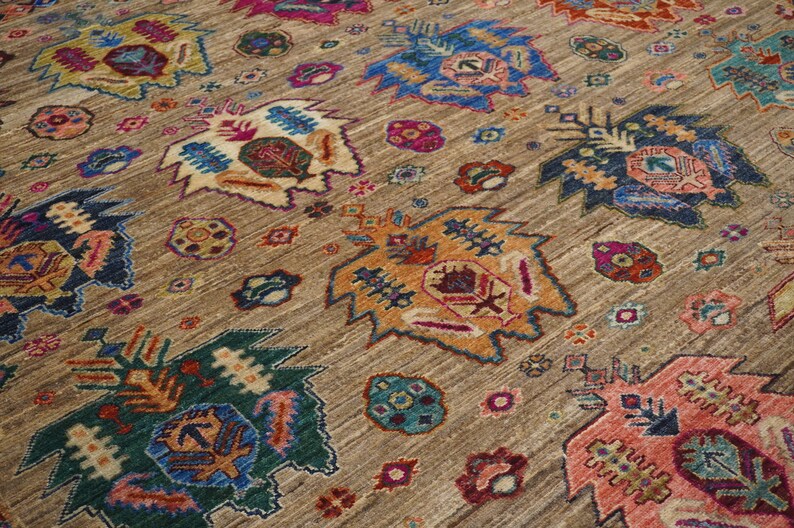 7x10 Gray Oriental Area Rug Afghan Persian Style Natural Dye Hand