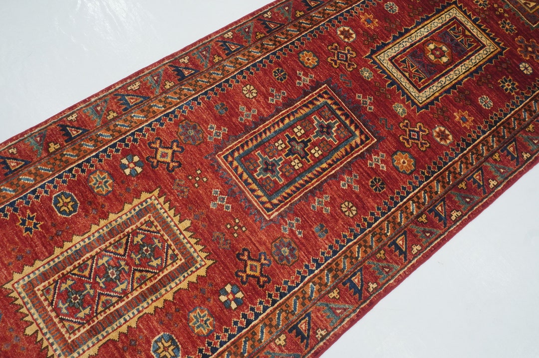 10 Ft Red Baluch Runner Rug Afghan Hand Knotted Veg Dyes Wool Oriental ...