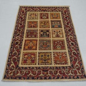 3x5 Beige Bakhtiar Area Rug - Afghan Persian Style Hand knotted Wool Veg dye Oriental Rug - Bedroom Rug - Rugs for Living Room - 3&#39;3&quot;x4&#39;9&quot;