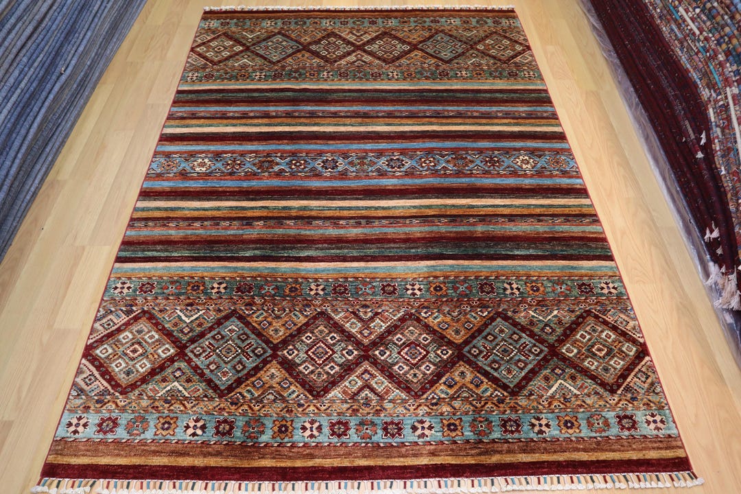 6x8 Red Tribal Gabbeh Area Rug - Afghan Hand Knotted Veg Dyes Wool ...