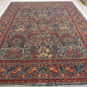 10x13 Turkish Hereke Area Rug - Greenish Blue Super Quality Hand knotted Wool Oriental Rug - Rugs for Living room - Rug for Bedroom