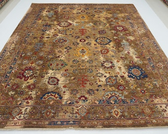 8x10 Brown Oriental Rug: Afghan Hand-Knotted Wool Area Rug