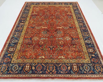 6x9 Red Afghan Bidjar Area Rug - Rusty Red Hand knotted Veg Dyes Wool Oriental Rug - Rugs Living Room- Bedroom Rug - Traditional Rug