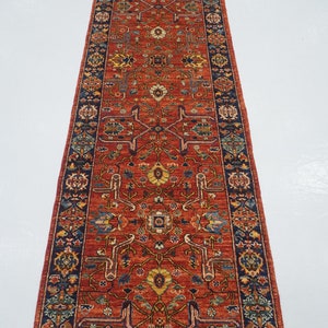 10 ft Rusty Red Bidjar Runner Rug - Persian Style Afghan Hand knotted Veg dyes Wool Oriental Runner Rug - Hallway Runner - Kitchen runner