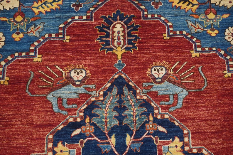 8x10 Red Afghan Area Rug: Hand Knotted Wool Medallion Rug - Etsy