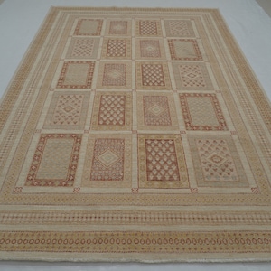 7x10 Beige Vintage Bakhtiari Area Rug - Afghan Persian Style Hand Knotted Veg dye Wool Oriental Rug - Rugs for living room - Bedroom rug