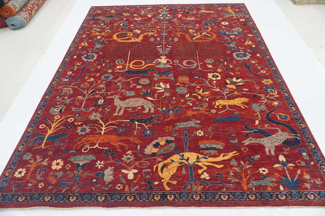 8x10 Deep Red Gabbeh Tribal Area Rug - Afghan Super Fine Hand Knotted ...