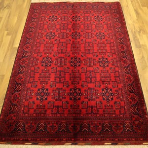 4x6 Red Belgic Area Rug - Super High quality Afghan Handmade Veg dyes Wool Red Carpet - Rugs for Living Room - Bedroom Rug - Red Carpet