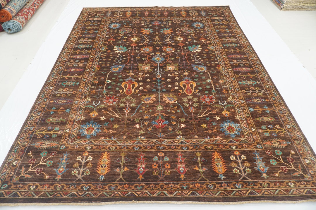Waziri Rug 8x10 Afghan Waziri Rug: Dark Brown Hand-knotted Wool Oriental Rug - Etsy