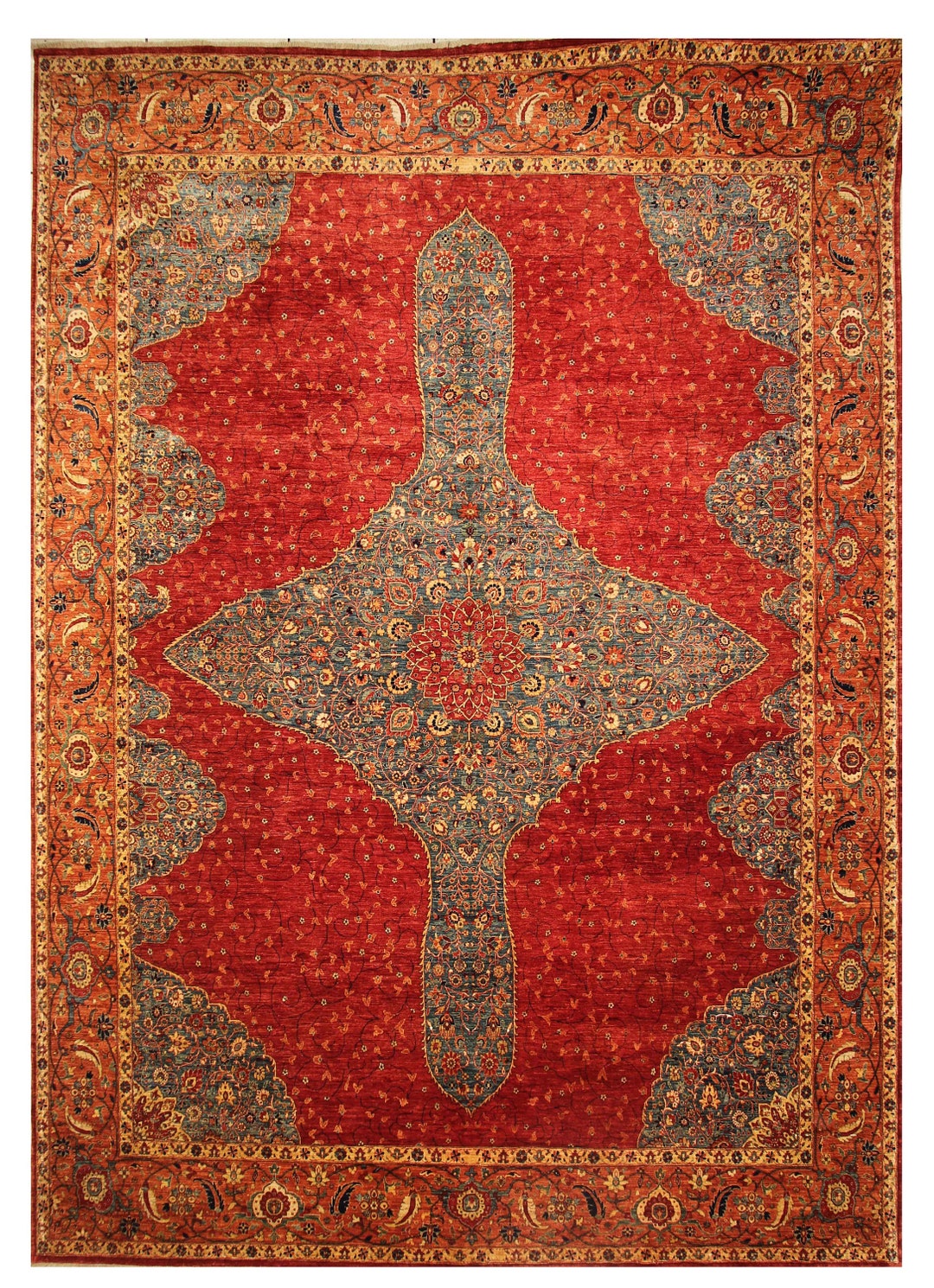 Roter 12x17 Teppich Afghanischer Handgeknpfter Wollteppich Groer