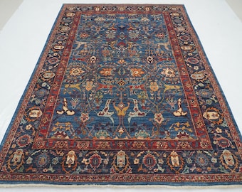 6x9 Navy Blue Bidjar Oriental Rug - Persian Style Afghan Hand knotted Wool Veg dye Area Rug - Rug for living room - Bedroom rug - 6&#39;1&quot;x8&#39;6&quot;