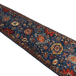 14 Ft Blue Bidjar Runner Rug - Dark Blue Afghan hand knotted Veg Dyes Wool Oriental Runner - Hallway Runner - Long runner rug  - 2&#39;9x13&#39;9