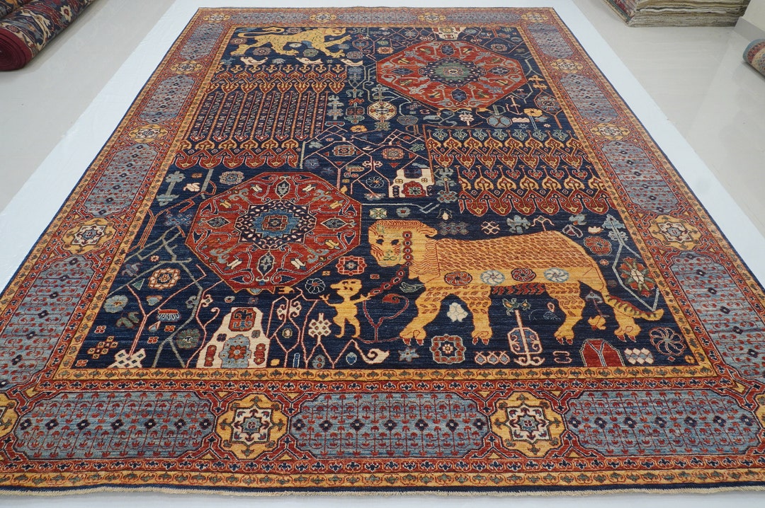 9x12 Tribal Gabbeh Area Rug - Navy Blue Qashqai Afghan Hand Knotted Veg ...